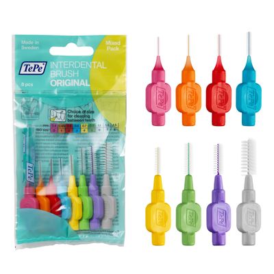 Tepe Interdental Brush Original Cleaners Dental Brushes Between Teeth 8 Pk, Multi - Manual, Adult