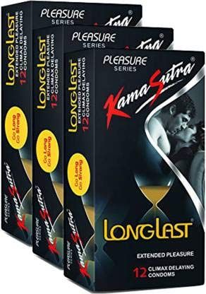 KamaSutra Lubricated Condoms long last Flavour Condom Made of Natural Rubber Latex For Men(3 Pack Of 36 Condom)