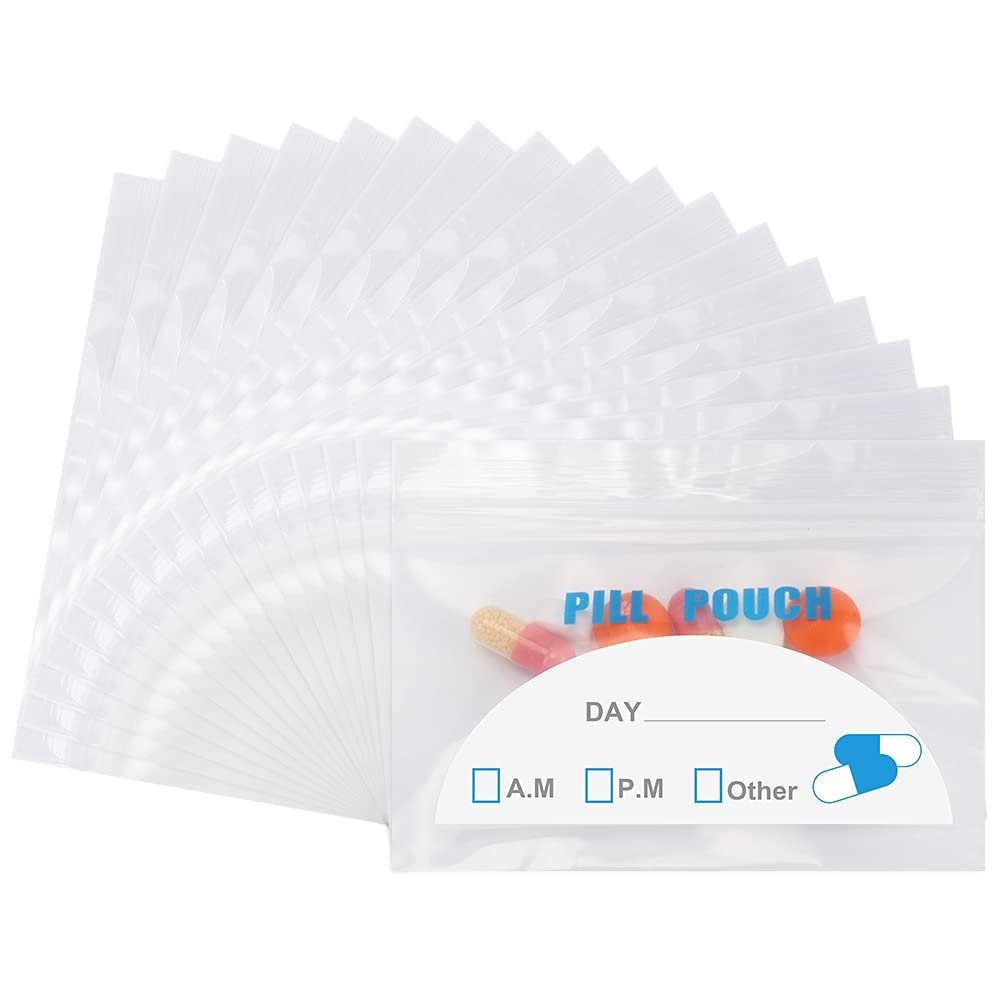 100Pack Pill Pouch Bags - (4" X 2.75") Longer and Wider Zipper Pills Bag can Put Cotton swabs and Band-aids Pill and Vitamin Storage