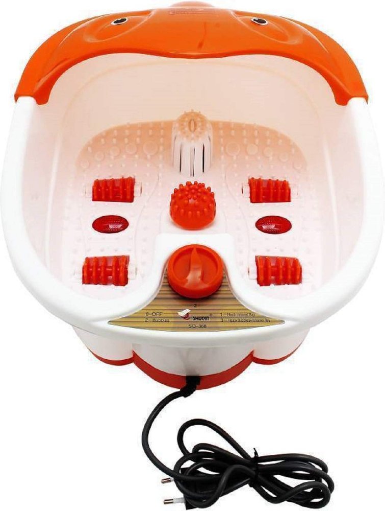 4AJ BAZAAR Foot Bath Spa Pedicure Tub Corded Electric Massager (Orange, White)