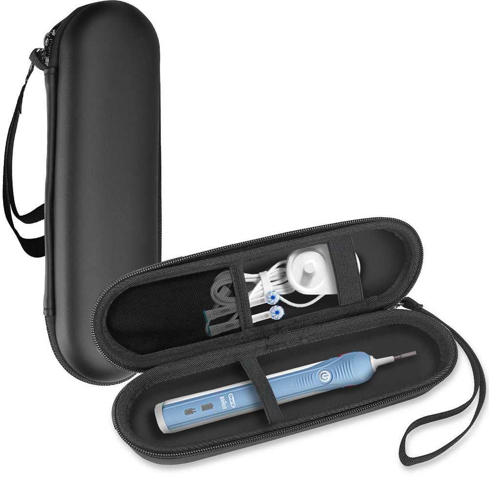 ProCase Electric Toothbrush Hard Travel Case for Oral-b Pro 1000 1500 7000 8000/ Philips Sonicare 5100 6100, Battery Toothbrush Carrying Case Holder Container, Mesh Pocket for AccessoriesBlack