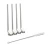 E shopping Drinking Straws with Attached Spoon Stainless Steel, Long, Rustproof, 8 Inches with Cleaning Brush : 4 Pcs Set view 1