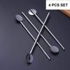 E shopping Drinking Straws with Attached Spoon Stainless Steel, Long, Rustproof, 8 Inches with Cleaning Brush : 4 Pcs Set view 2
