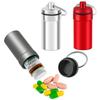3 Packs Waterproof Aluminum Pill Fob Container, EFFIET Keychain Nitro Bottle Holder Nitroglycerin Pill Case Emergency Stash Jar for Medicine Organizer Dispenser (Silver-Matt-Red) view 1