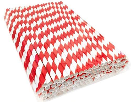 Esstraw - Printed Paper Drinking Straw - Red Stripe
