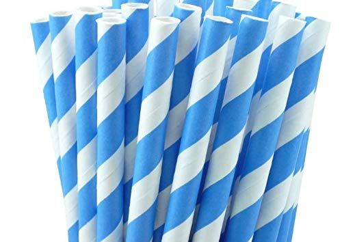 Esstraw - Printed Paper Drinking Straw - Turquoise Stripe
