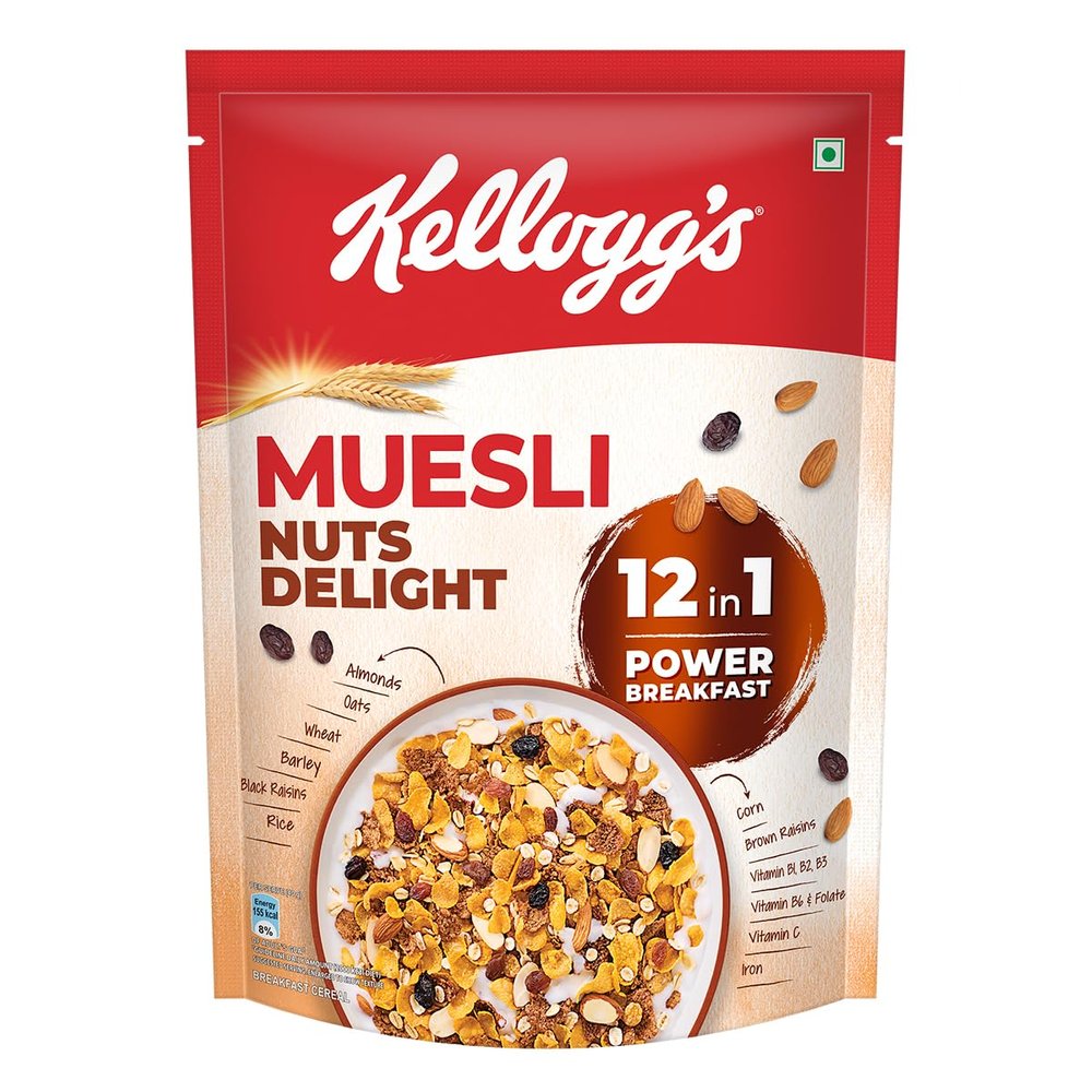 Kellogg's Muesli Nuts Delight 500G | 12-In-1 Power Breakfast | India'S No 1 Muesli | Multigrain Breakfast Cereal