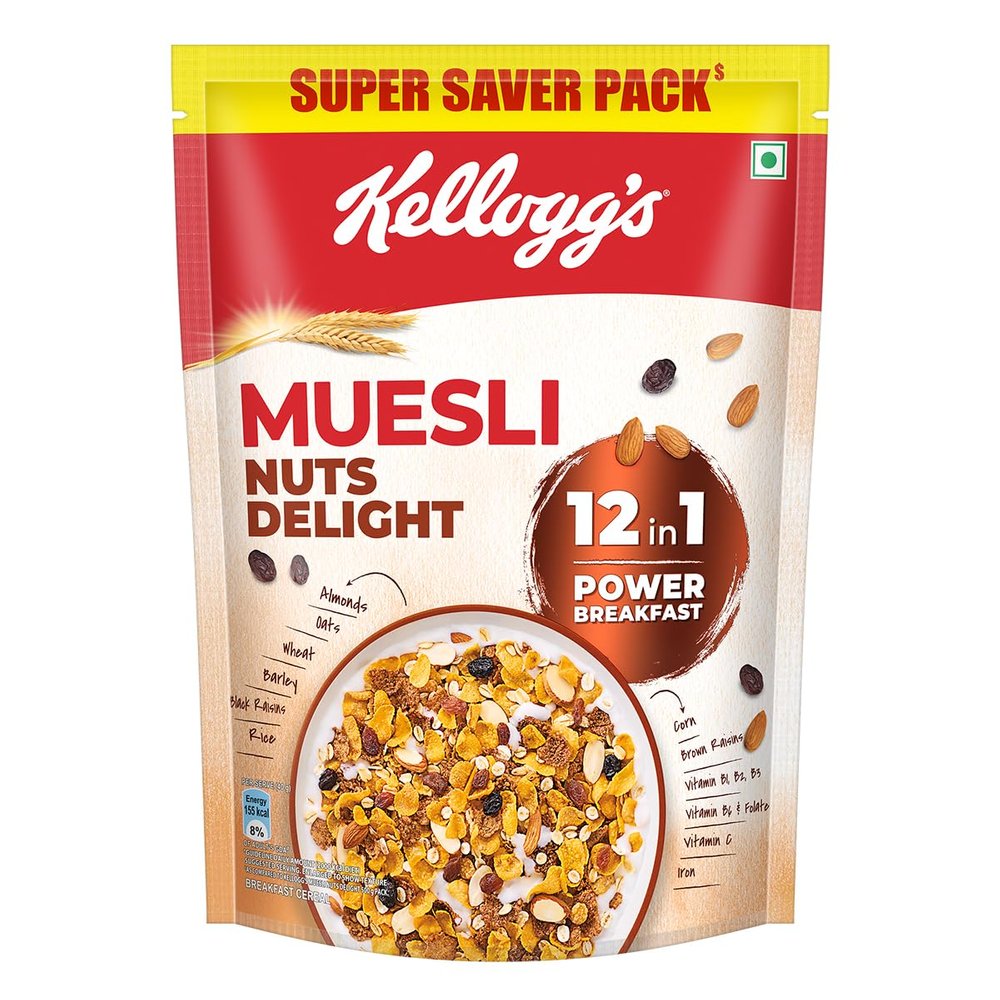 Kellogg's Muesli Nuts Delight 750G | 12-In-1 Power Breakfast | India'S No 1 Muesli | Multigrain Breakfast Cereal