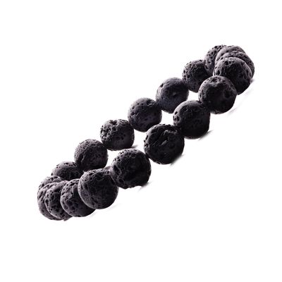 Plus Value Lava Beads Stone Bracelet for Strength, Positivity & Harmony Reiki Healing Charm Crystal (Beads Size: 10mm, Jute Bag)
