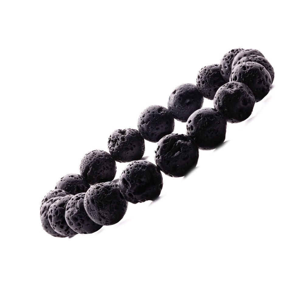 Plus Value Lava Beads Stone Bracelet for Strength, Positivity & Harmony Reiki Healing Charm Crystal (Beads Size: 10mm, Jute Bag)