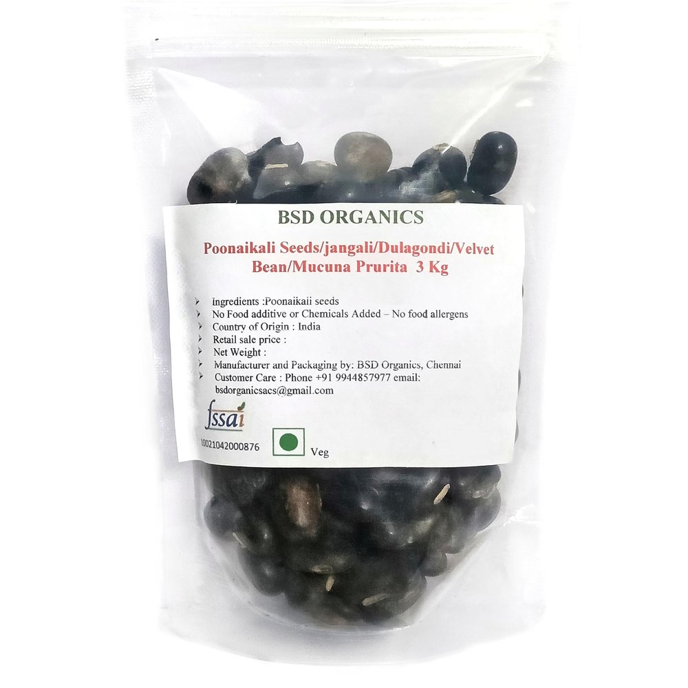 BSD Organics Poonaikali Seeds/jangali/Dulagondi/Velvet Bean/Mucuna Prurita - 500 g