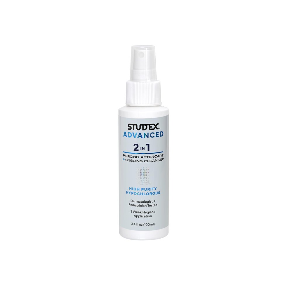 Studex Advanced 2-in-1 Piercing Aftercare and Cleanser Spray, 100 ml, Dermatologist Tested