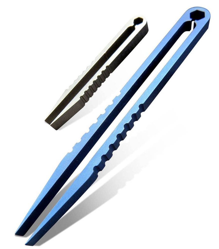 Canku Mini Tweezers Titanium Portable Titanium Alloy EDC Tweezers Survival Camping Outdoor Travel Mini Tool 2 Pack
