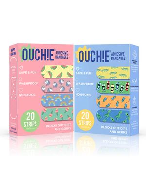Aya Papaya Ouchie Non-Toxic Printed Bandages Double Combo (40 Pack) - Pink & Blue