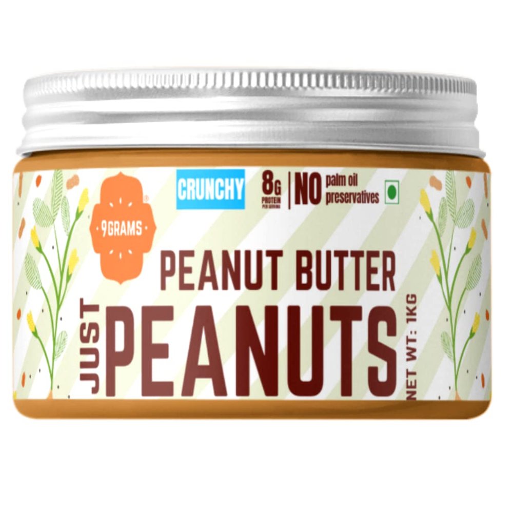 9GRAMS Natural Peanut Butter | Nutrition preserved by slow roasting | Full of protein & healthy fat | All natural (Crunchy1Kg)
