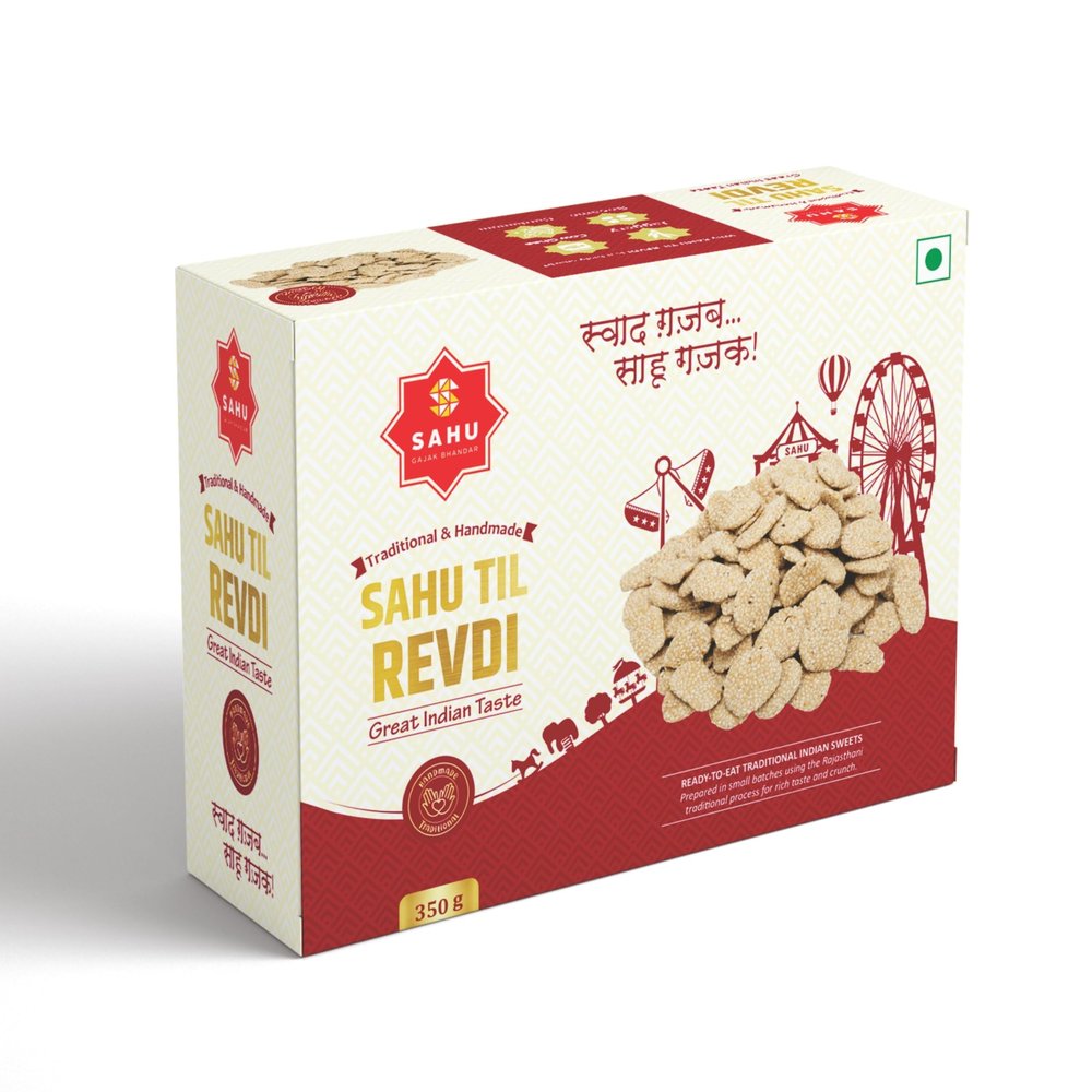 SAHU GAJAK BHANDAR Revari 350 grams | Reori | Revadi | Revdi | Revdiya | Revri | Rewadi | Rewadiya | Rewdi | Rewri | Gajak | Gajjak | Gazak | Til Chikki Sweets | Gachak
