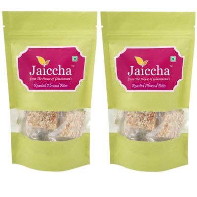 Ghasitaram Gifts Jaiccha - Roasted Almond Bites 400 GMS in Green Paper Pouch|Sweets|Sweets Gift Pack|Diwali Sweets|Indian Mithai|Diwali Sweets Gift Box