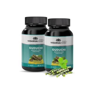 Nisarga Herbs Guduchi Tablet 100% Organic Ayurvedic & Natural 60 Tablets Each (Pack Of 2)
