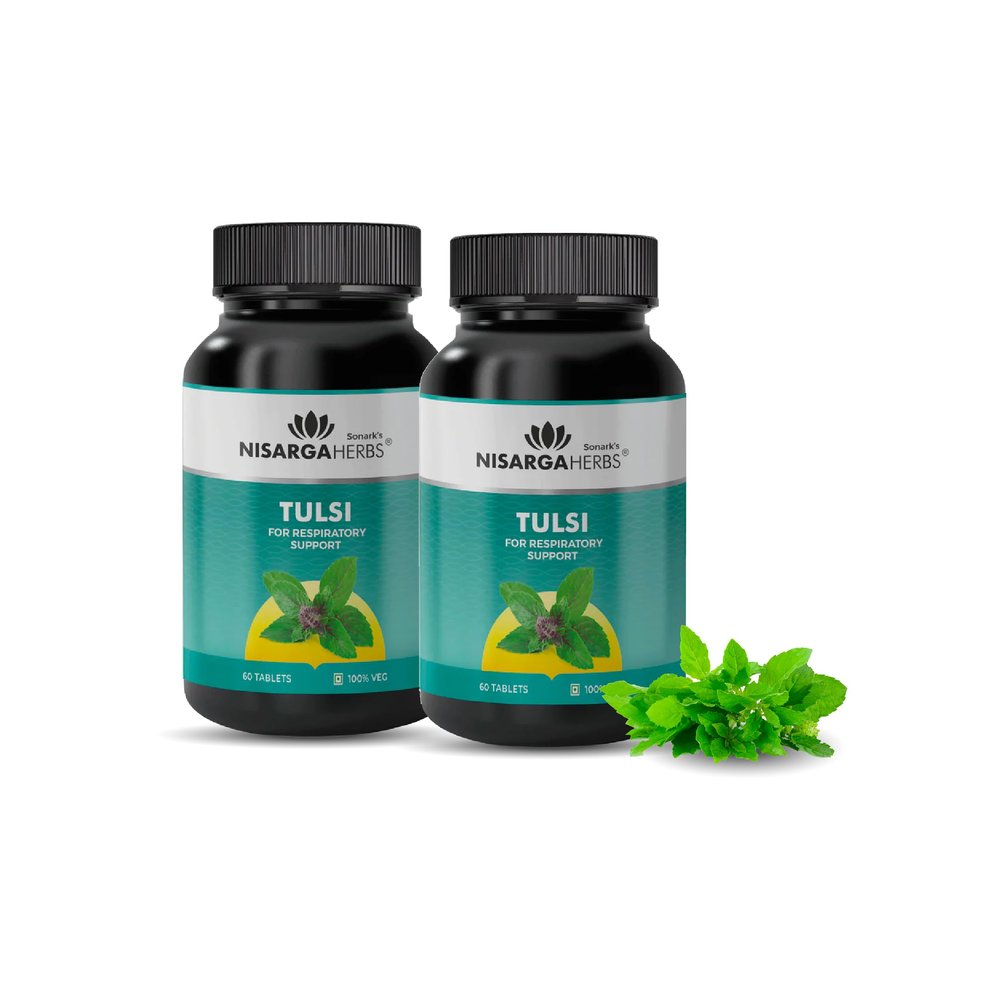 SONARK'S NISARGAHERBS, Tulsi Tablet, 100% Organic, Ayurvedic & Natural, 60 Tablets Each (Pack Of 2)