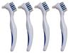 Denture Cleaner Brushes - Dual Sided Toothbrush with Ergonomic Rubber Handle for Dental Denture Care - Cleaning Brush Set 4-Pack FREE Eyeglass Pouch view 1