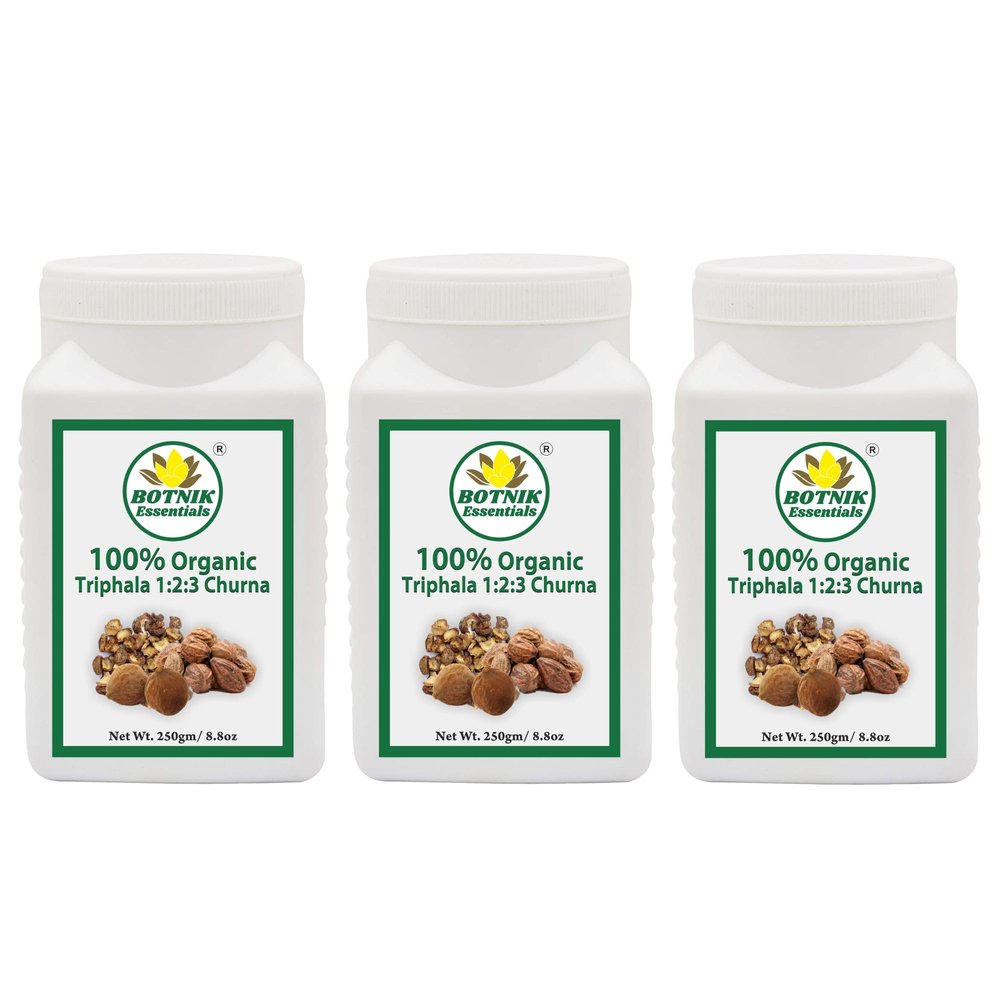 BOTNIK ESSENTIALS 100% Organic Triphala 1:2:3 Churna-250gm Each (Pack of 3)