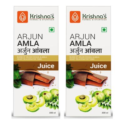 KRISHNA'S HERBAL & AYURVEDA Arjun Amla Juice - 500 Ml (Pack Of 2) | Helps In Acidity | Manages Cardiac Health | Regulates Blood Pressure
