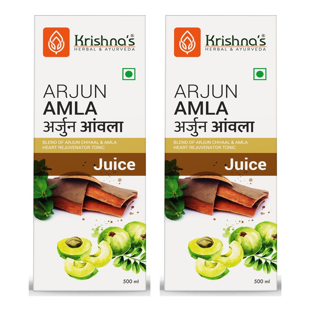 KRISHNA'S HERBAL & AYURVEDA Arjun Amla Juice - 500 Ml (Pack Of 2) | Helps In Acidity | Manages Cardiac Health | Regulates Blood Pressure