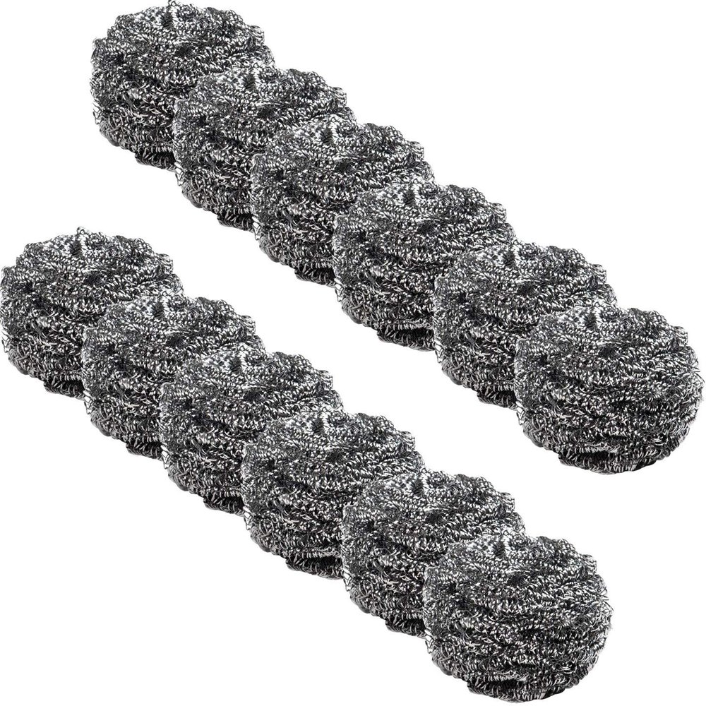 12 Piece Stainless Steel Scrubber - 30g Metal Dish Scrub Pad Sponges for Kitchen Bathroom Scrubbing Scouring Metal Cookware Cleaner