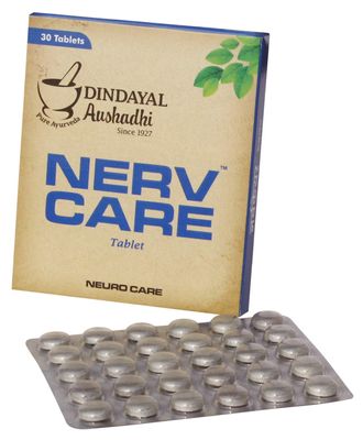 Dindayal Nervcare Tablet | 60 Tablets Ayurvedic Supplement | For Nerve Health Support | Helps Ease Back, Neck & Spine Discomfort | Herbal Wellness Formula | For Men & Women | Pack of 2