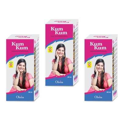 KumKum Syrup A Herbal Formulation For Female Uterine Problems, Health & Beauty Tonic, 200 Ml(Pack Of 3)