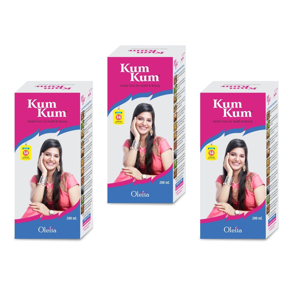 KumKum Syrup A Herbal Formulation For Female Uterine Problems, Health & Beauty Tonic, 200 Ml(Pack Of 3)