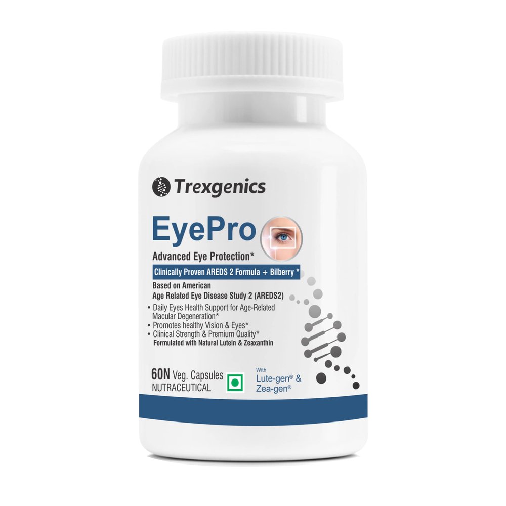 Trexgenics EyePro AREDS-2 Advanced Eye Protection formula with Researched Eye Ingredients Lutein,Zeaxanthin, Zinc, Copper & Bilberry(60 Veg. Capsules)