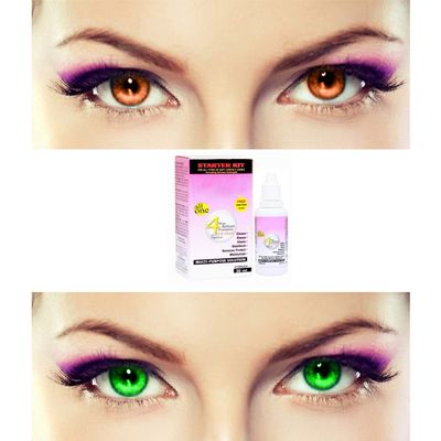 EYCOG 2 Pair Monthly Colored Contact Lenses Zero Power with 30 ml Solution (Brown-Green)