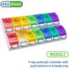 Ezy Dose 7-Day Pill Organizer Box | 2 Times a Day, AM PM | Extra Large Compartments | Rainbow Lids | FDA Registered view 3