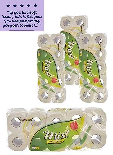 MIST Ultra Soft Clean Care Embossed 2 ply Toilet tissue Paper, Strong Biodegradable Bath Tissue, Septic-Safe, 40 rolls in 1 pack 250 pulls per roll