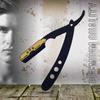 Black and Gold Changeable Blade Professional Barber Straight Edge Salon Hair Cut Razor 100% Stainless Steel with Blades By Flame Star view 2