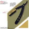 Black and Gold Changeable Blade Professional Barber Straight Edge Salon Hair Cut Razor 100% Stainless Steel with Blades By Flame Star view 4