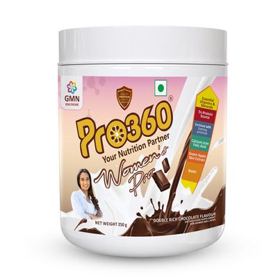 Pro360 Women's Pro Protein Powder Nutritional Supplement with Calcium, Iron, Evening Primrose for Overall Women Wellness Double Rich Chocolate Flavor 250G (Pack of 1)