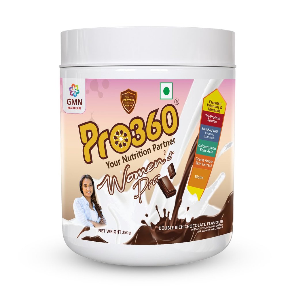 Pro360 Women's Pro Protein Powder Nutritional Supplement with Calcium, Iron, Evening Primrose for Overall Women Wellness  Double Rich Chocolate Flavor 250G (Pack of 1)