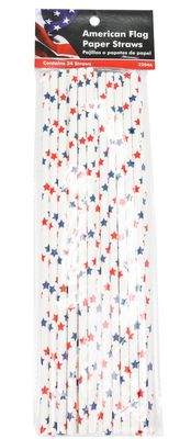 Chef Craft Eco Patriotic Paper Straws, 10 inches in length 24 piece set, Starred