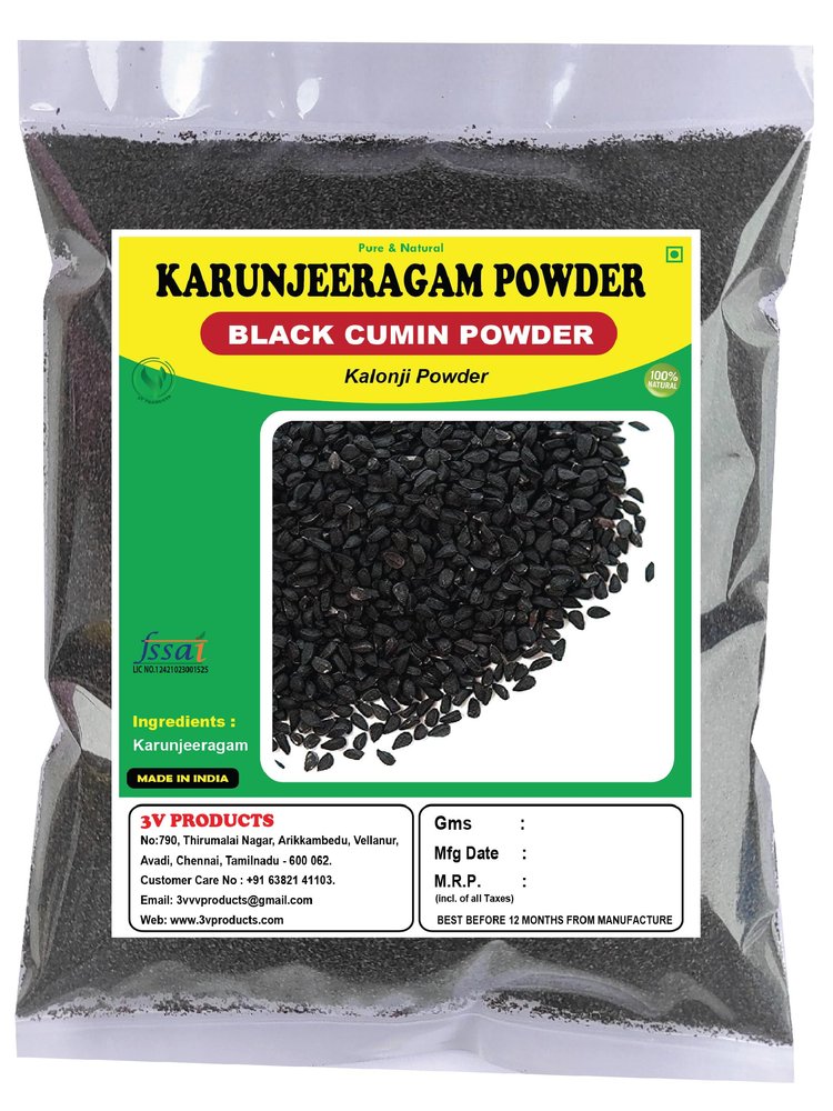 3V PRODUCTS Karunjeeragam Powder 50g | Kalonji | Black Cumin | Nigella
