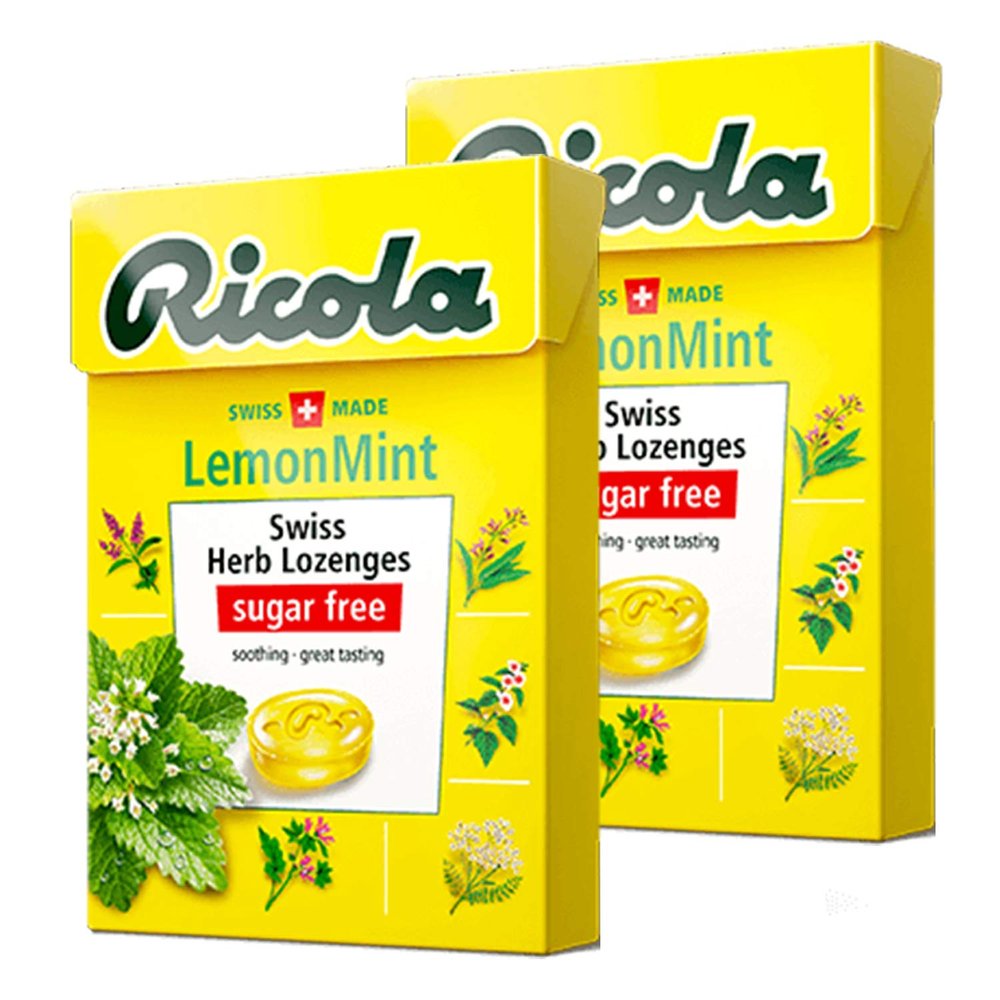 Ricola Lemon Mint Candy Pack of 2 Pouch, 2 x 40 g
