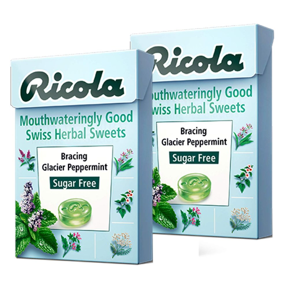 Ricola Bracing Glacier Peppermint Pack of 2 Pouch, 2 X 45 G, 90 Gm