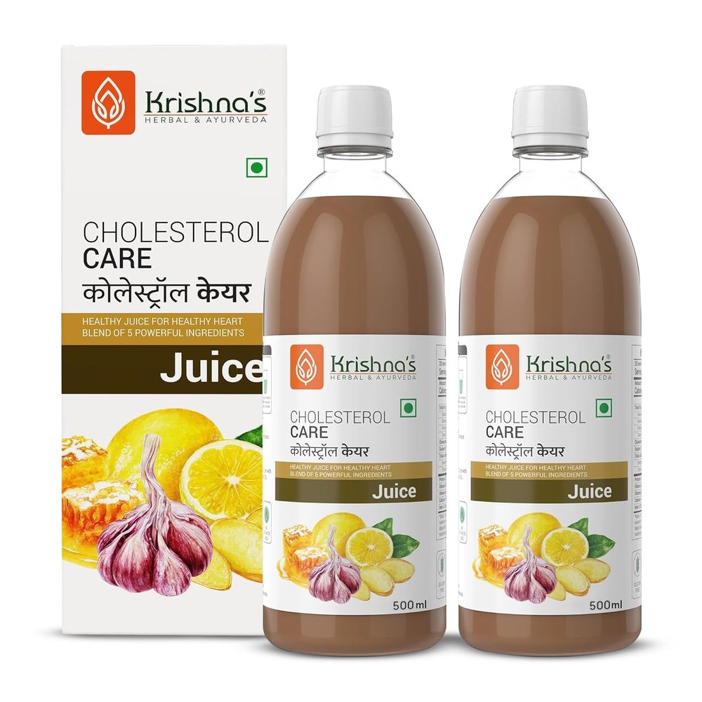 KRISHNA'S HERBAL & AYURVEDA Cholesterol Care Juice - 500 Ml (Pack Of 2) | Contains Honey With Apple Cider Ginger Garlic, Sugar Free, Helps In Digestion, Made In India
