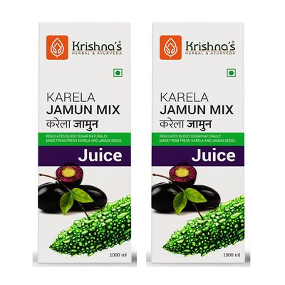 KRISHNA'S HERBAL & AYURVEDA Karela Jamun Mix Juice-1000 Ml,Pack Of 2,Fresh Karela & Jamun Seed,Ayurevedic Formulation To Maintain Sugar Level,Enriched With Vitamin C-Vitamin A