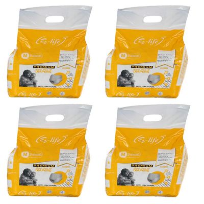 EZ-LIFE Unisex Premium Adult Diapers Pant With Leak Guard, Medium| (Size: 19-42 Inches)|(Pack of 4)