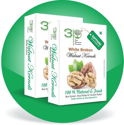 3p Light Broken Kashmiri Walnut Kernels 400gm (200gm x Pack of 2) | Organic| Natural|Akhrot|Value Pack|Akhrot giri|Wallnut| Walnuts |