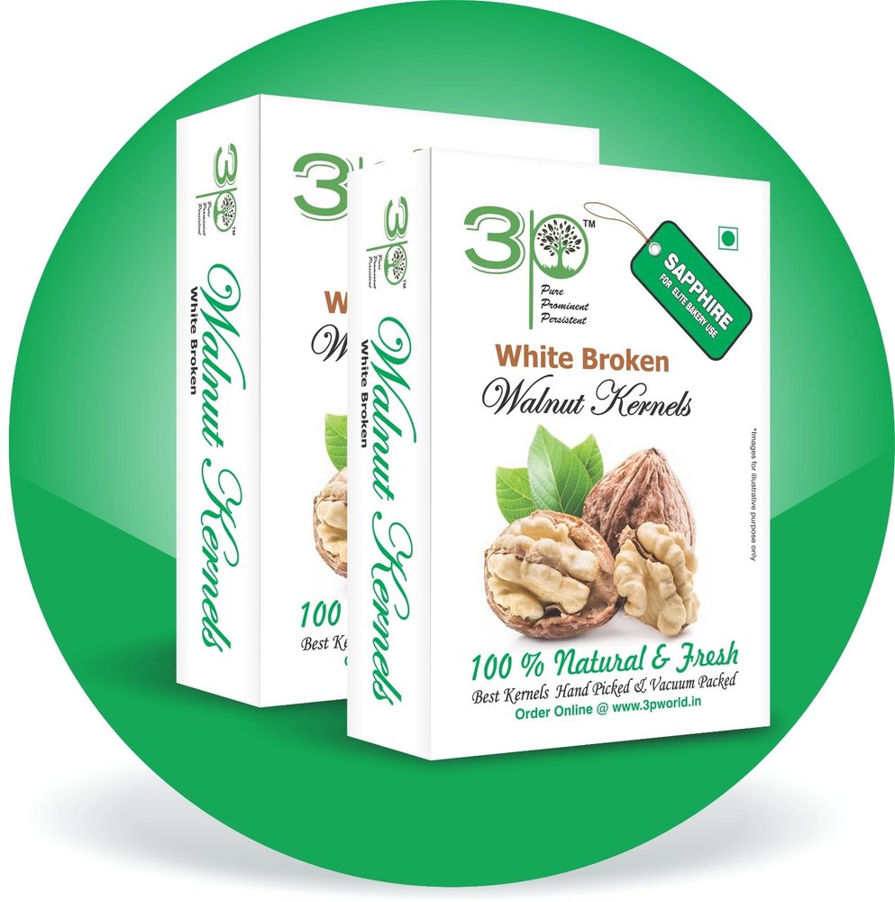 3p Light Broken Kashmiri Walnut Kernels 400gm (200gm x Pack of 2) | Organic| Natural|Akhrot|Value Pack|Akhrot giri|Wallnut| Walnuts |