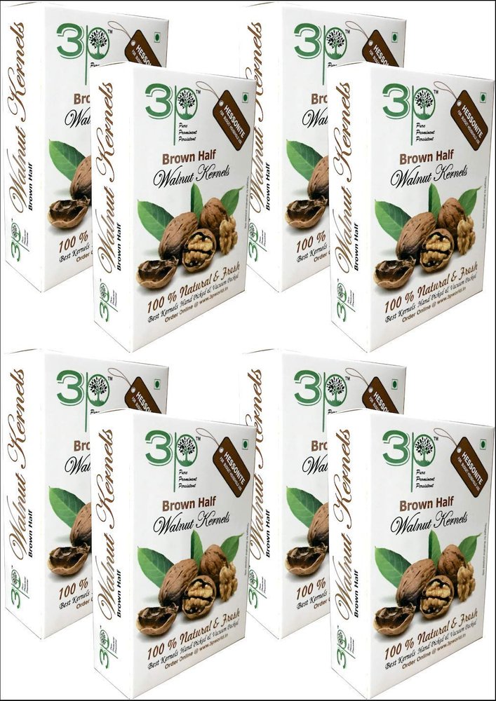 3p Kashmiri Organic Walnut Kernels Without Shell Natural Akhrot Giri Dry Fruit Brown Half 1.6kg (200gm x Pack of 8) (1600)