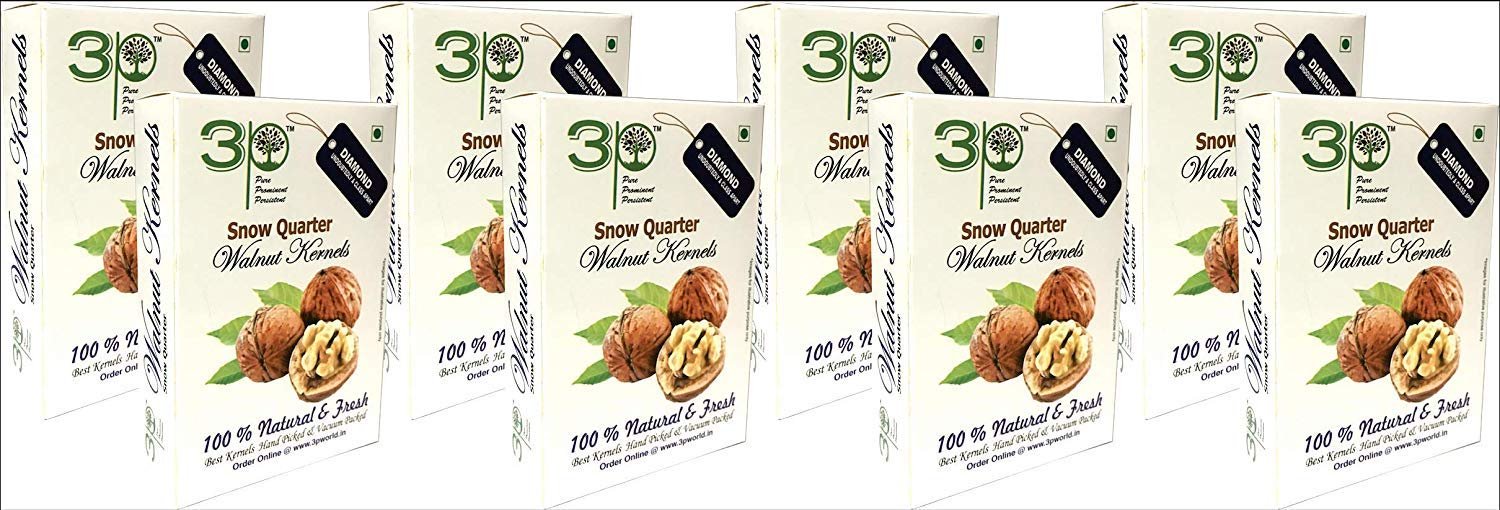 3p Kashmiri Light Quarter| Organic| Natural|Akhrot|Vlaue Pack|Akhrot giri|Wallnut| Walnut Kernels Without Shell 1.6 kg (200 gm x Pack of 8)